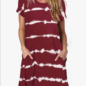 Like New Red Wine dress tie dye T-shirt short sleeve pockets size M easy care